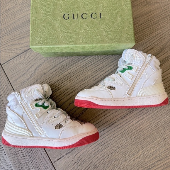 GUCCI 🤍🤎 Limited Edition High Top Zip Up Kids Sneakers - Picture 4 of 15